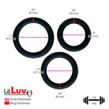 LeLuv Round Smooth Cock Ring 3-Pack - 32mm (1.3"), 37mm (1.5") and 42mm (1,7")