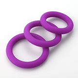 Rounded Silicone cock rings set of 3 sizes 32mm, 37mm, and 42mm - Purple