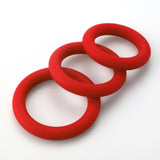 Rounded Silicone cock rings set of 3 sizes 32mm, 37mm, and 42mm - Red