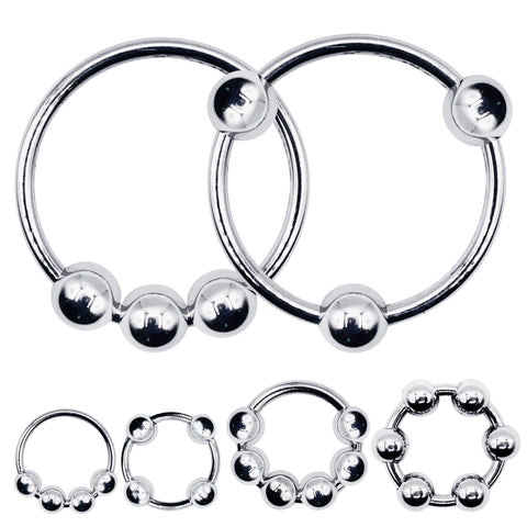 LeLuv Eyro Stainless Steel Penis Glans Rings with Fixed or Adjustable Ball - 9 Sizes for Perfect Fit