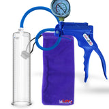 Jacvac Penis Pump | Blue NPT Handle + Gauge, Silicone Hose | 12" x 2.50" Round Flange Cylinder 