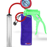 Jacvac Penis Pump | Green NPT Handle + Protected Gauge, Silicone Hose | 12" x 1.5" Thick-Walled Penis Cylinder