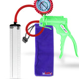 Jacvac Penis Pump | Green NPT Handle + Protected Gauge, Silicone Hose | 12" x 2.1" Thick-Walled Penis Cylinder