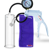 Jacvac Penis Pump | Grey NPT Handle + Protected Gauge, Silicone Hose | 12" x 3.00" Round Flange Cylinder 