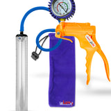 Jacvac Penis Pump | Orange NPT Handle + Protected Gauge, Silicone Hose | 12" x 1.5" Thick-Walled Penis Cylinder