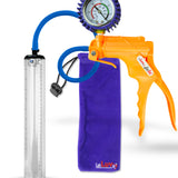 Jacvac Penis Pump | Orange NPT Handle + Protected Gauge, Silicone Hose | 12" x 1.7" Thick-Walled Penis Cylinder