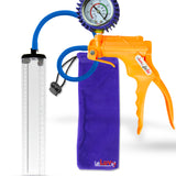 Jacvac Penis Pump | Orange NPT Handle + Protected Gauge, Silicone Hose | 12" x 2.1" Thick-Walled Penis Cylinder