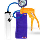 Jacvac Penis Pump | Orange NPT Handle + Protected Gauge, Silicone Hose | 12" x 2.5" Thick-Walled Penis Cylinder