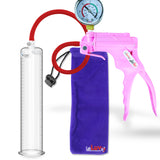 Jacvac Penis Pump | Pink NPT Handle + Gauge, Silicone Hose | 12" x 2.125" Round Flange Cylinder 