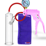 Jacvac Penis Pump | Pink NPT Handle + Gauge, Silicone Hose | 12" x 2.50" Round Flange Cylinder 