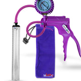 Jacvac Penis Pump | Purple NPT Handle + Protected Gauge, Silicone Hose | 12" x 1.3" Thick-Walled Penis Cylinder