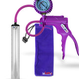 Jacvac Penis Pump | Purple NPT Handle + Protected Gauge, Silicone Hose | 12" x 1.5" Thick-Walled Penis Cylinder