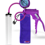 Jacvac Penis Pump | Purple NPT Handle + Protected Gauge, Silicone Hose | 12" x 2.1" Thick-Walled Penis Cylinder