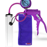 Jacvac Penis Pump | Purple NPT Handle + Protected Gauge, Silicone Hose | 12" x 2.5" Thick-Walled Penis Cylinder