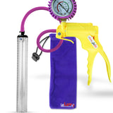 Jacvac Penis Pump | Yellow NPT Handle + Protected Gauge, Silicone Hose | 12" x 1.3" Thick-Walled Penis Cylinder