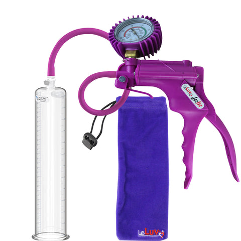 LeLuv Jacvac Penis Pump - Swivel Handle, Silicone Hose - 9" Round Flange - [Purple-Green Handles on Shopify ONLY]