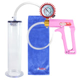 MAXI Pink Penis Pump + Protected Gauge with 9" x 2.125" WIDE Flange Cylinder