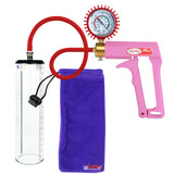 Maxi Pink Handle Silicone Hose | Penis Pump + Protected Gauge | 9" x 2.3" Thick-Walled Cylinder