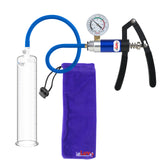 PRIMO Lite Penis Pump | Blue Handle + Gauge, Silicone Hose | 9" x 2.00" Round Flange Cylinder 