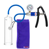 PRIMO Lite Penis Pump | Blue Handle + Gauge, Silicone Hose | 9" x 2.50" Round Flange Cylinder 