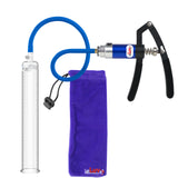 PRIMO Lite Penis Pump | Blue Handle, Silicone Hose | 12" x 1.50" Round Flange Cylinder 