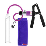 PRIMO Pro+ Handle Penis Pump | Purple Handle, Silicone Hose | 9" x 1.35" Round Flange Cylinder 