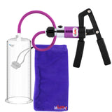 PRIMO Pro+ Handle Penis Pump | Purple Handle, Silicone Hose | 9" x 3.50" Round Flange Cylinder 