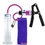 PRIMO Pro+ Handle Penis Pump | Purple Handle, Silicone Hose | 12" x 2.50" Wide Flange Cylinder