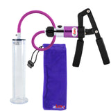 PRIMO Pro+ Handle Penis Pump | Purple Handle, Silicone Hose | 9" x 1.75" Wide Flange Cylinder