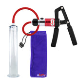 PRIMO Pro+ Handle Penis Pump | Red Handle, Silicone Hose | 12" x 1.75" Wide Flange Cylinder