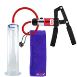 PRIMO Pro+ Handle Penis Pump | Red Handle, Silicone Hose | 12" x 2.50" Wide Flange Cylinder