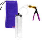 Ultima Penis Pump - Brass, Purple Rubber Grip, Clear Hose - Thick-Walled Cylinder