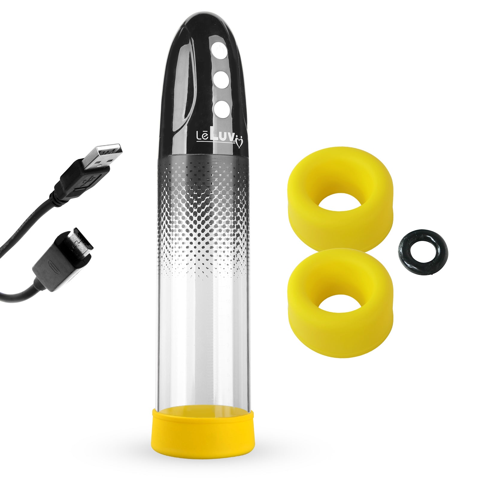 iPump 3-Speed Rechargeable Penis Pump with Donut Cock Ring & 3 Premium