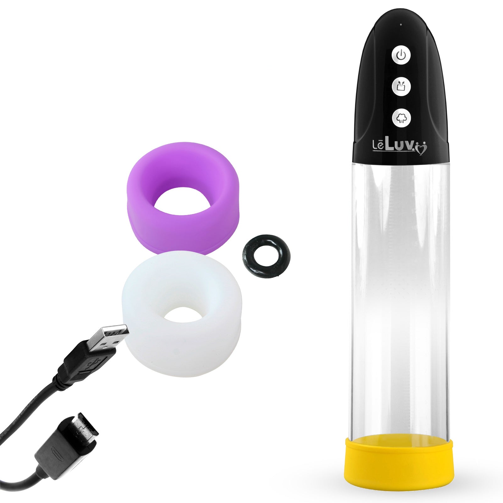 iPump 3-Speed Rechargeable Penis Pump with Donut Cock Ring & 3 Premium