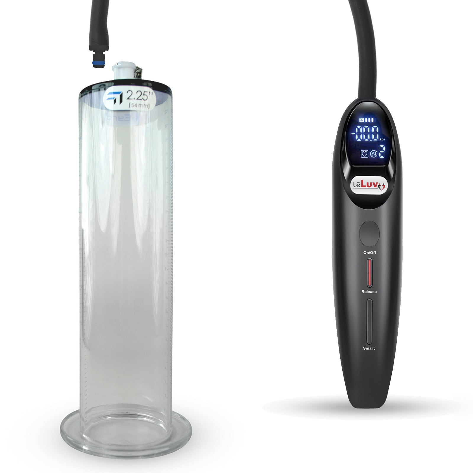 LeLuv Magna Smart LCD Penis Pump | 9 or 12 Inch Length Cylinder | Wide