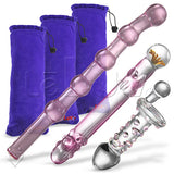 Glass PINK PEARLS 3 Piece Gift Set Dildos & Butt Plug